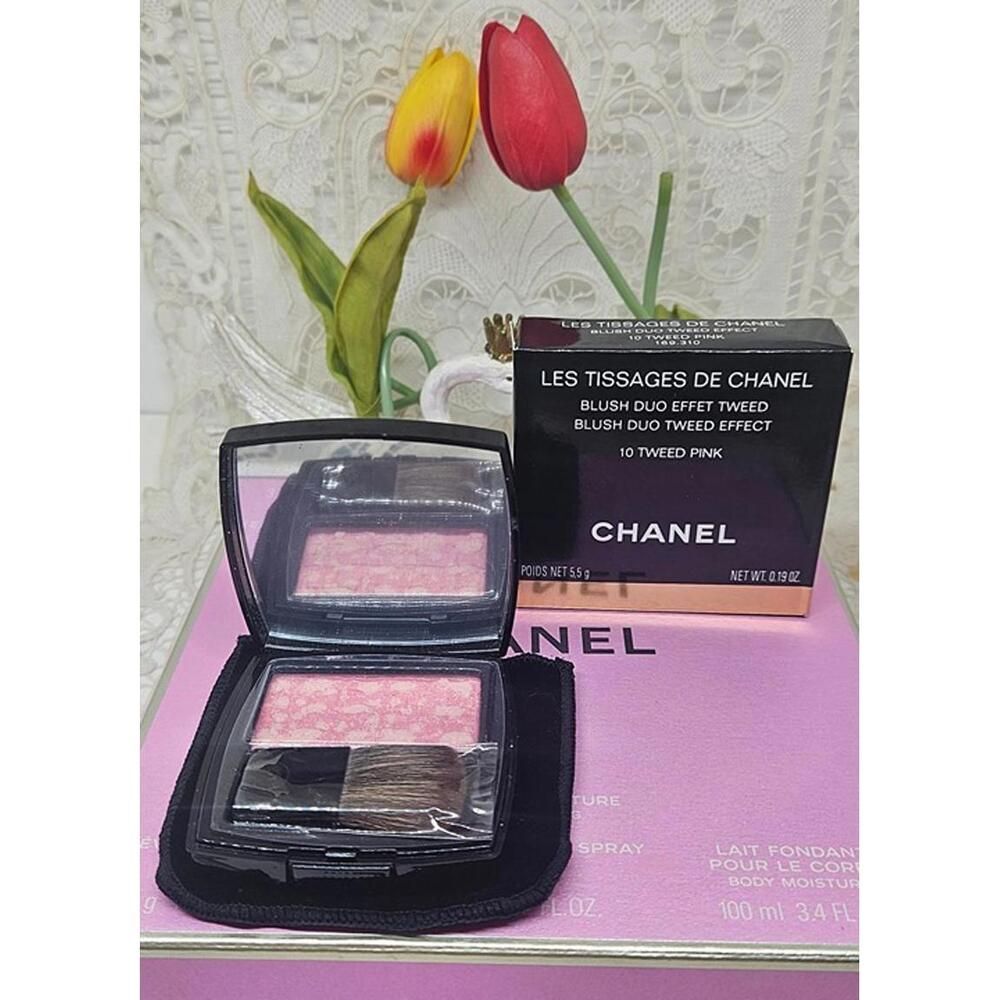 CHANEL LES TISSAGES De Chanel Blush Duo Tweed Effect #10 Tweed Pink BNIB Rare!